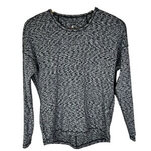 Lululemon Get Set Long Sleeve Open Back Space Dye Black White Size 8 Active Yoga